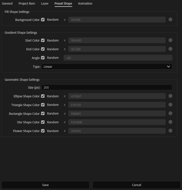 LOOPRAN Setting UI Preset Shape